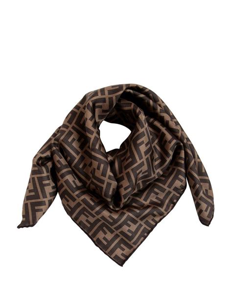 fendi floral logo silk-wool fringe scarf black|fendi authentication scarves.